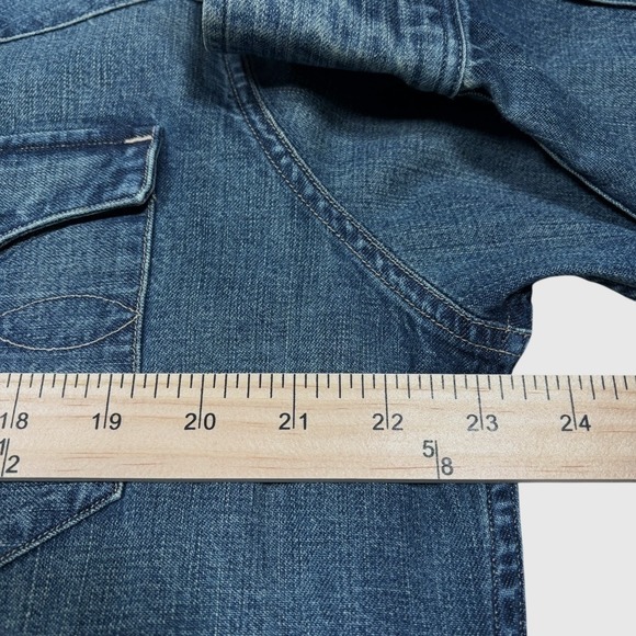 Ralph Lauren Double RRL Denim Shirt Mens XL Slim Fit Western Pearl Snap Cowboy - Picture 9 of 14